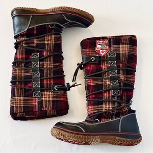 Pajar Red and Brown Plaid Winter Snow Boots Weatherproof Leather Insulated Boots